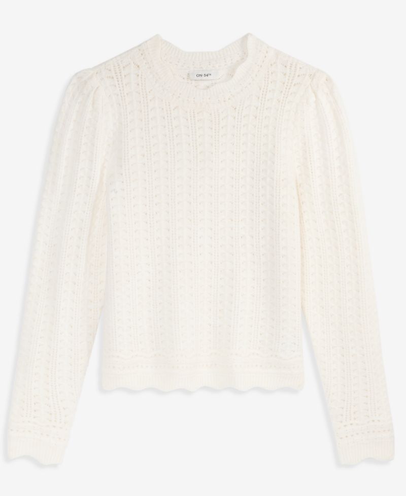Women's Pointelle Mock Neck Pullover Sweater