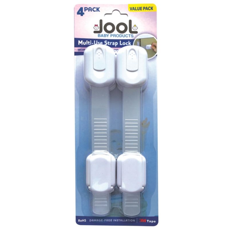 Toddler Multi-Use Safety Strap for Cabinets, Fridges, Drawers, Damage-Free Adhesives Safety Set - 8 Pack