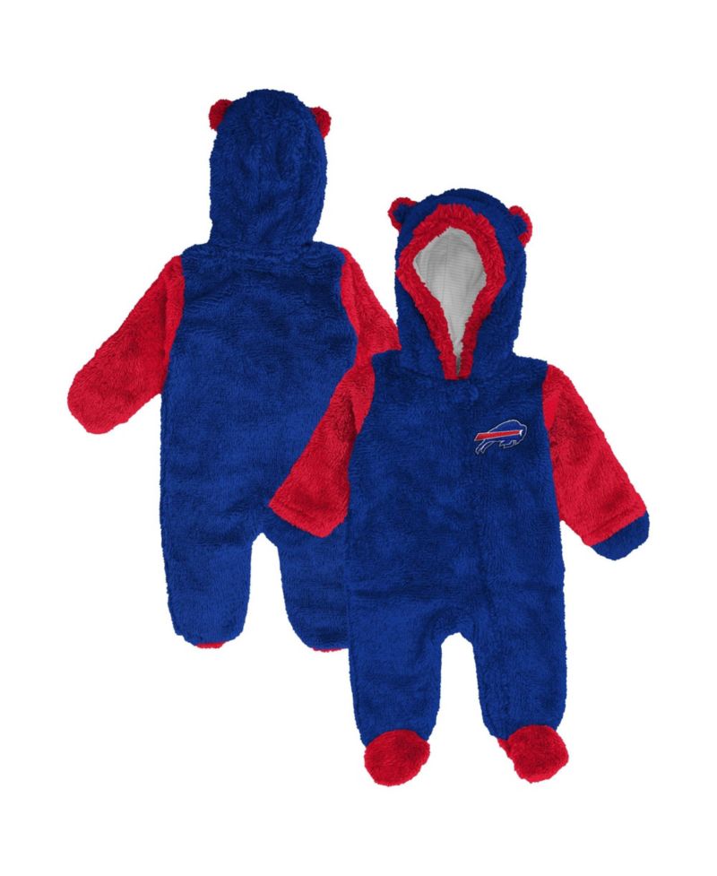 Baby Boys and Girls Royal Buffalo Bills Teddy Fleece Bunting Full-Zip Sleeper