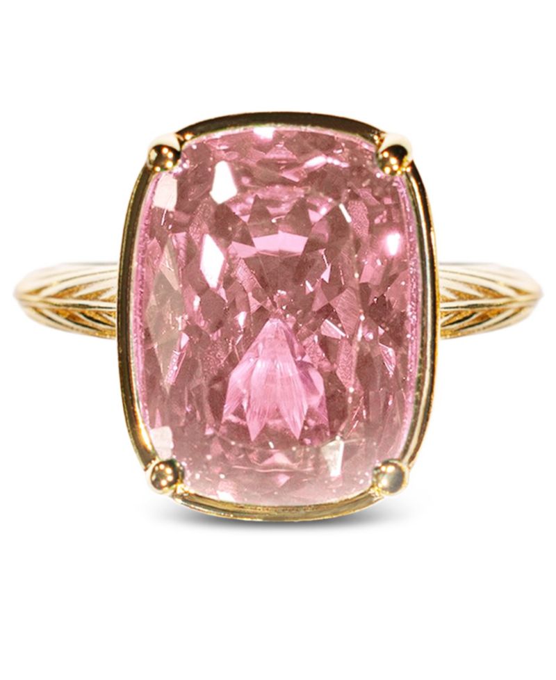 Elongated Cushion Pink Sapphire Cubic Zirconia Cocktail Ring