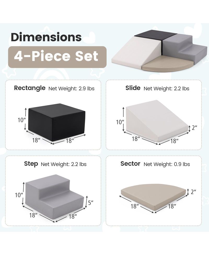 Kids 4-Piece Climb and Crawl Foam Block Play Set
