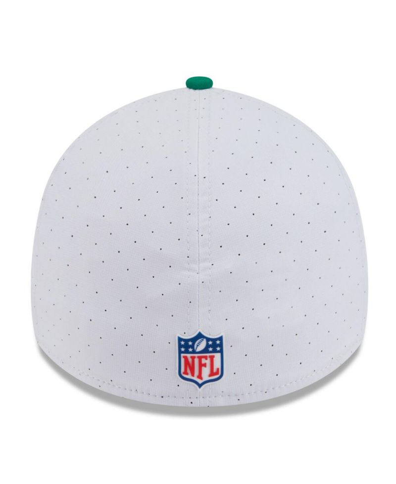 Men's White/Kelly Green Philadelphia Eagles 2025 NFL Training Camp Throwback Logo 39THIRTY Flex Hat