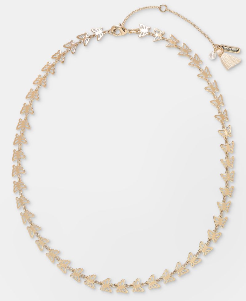 Gold-Tone Butterfly Collar Necklace