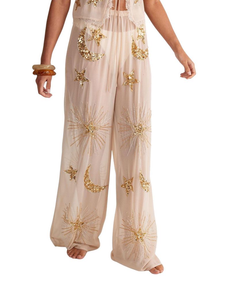 Women's Moon and Star Wide Leg Beach Trouser