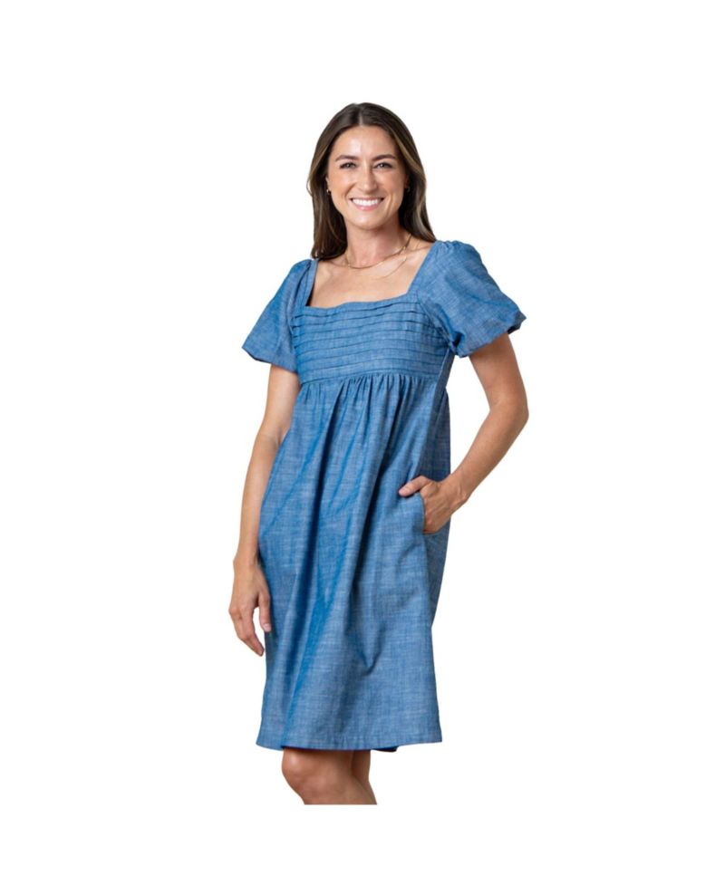 Women's Hope and Henry Organic Ruched Bodice Chambray Dress