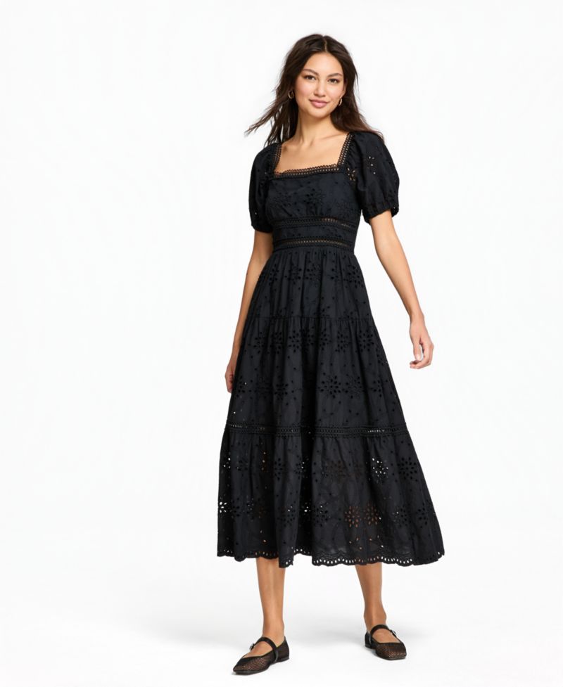 Women's Eyelet Cotton Maxi Dress