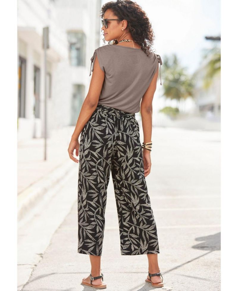 Women's Viscose Printed Culottes High-Waist Pants