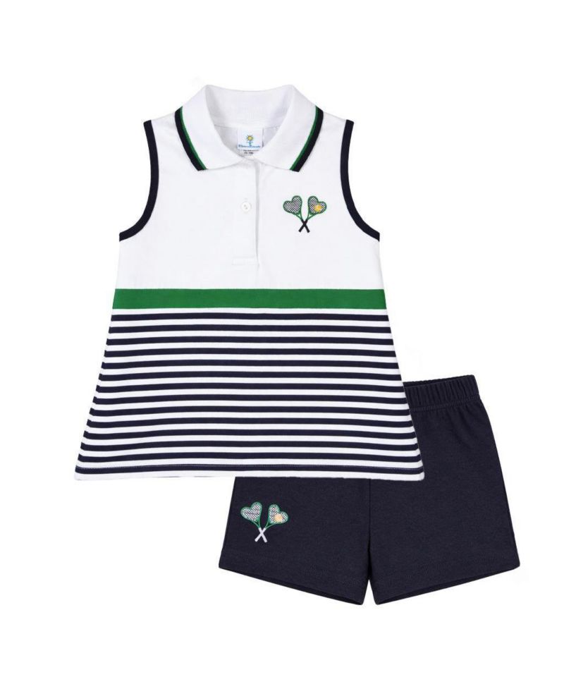 Big Boys 7-10 Knit Short Set with Tennis Rackets