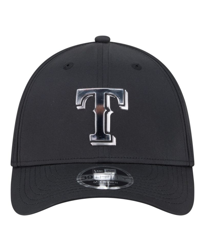 Men's Black Texas Rangers Metallic 39THIRTY M-Crown Flex Hat