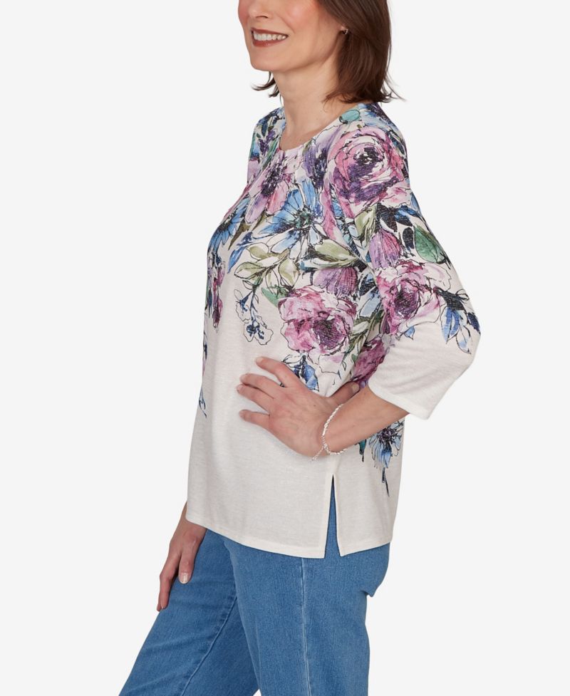Petite Falling Roses Knit Top