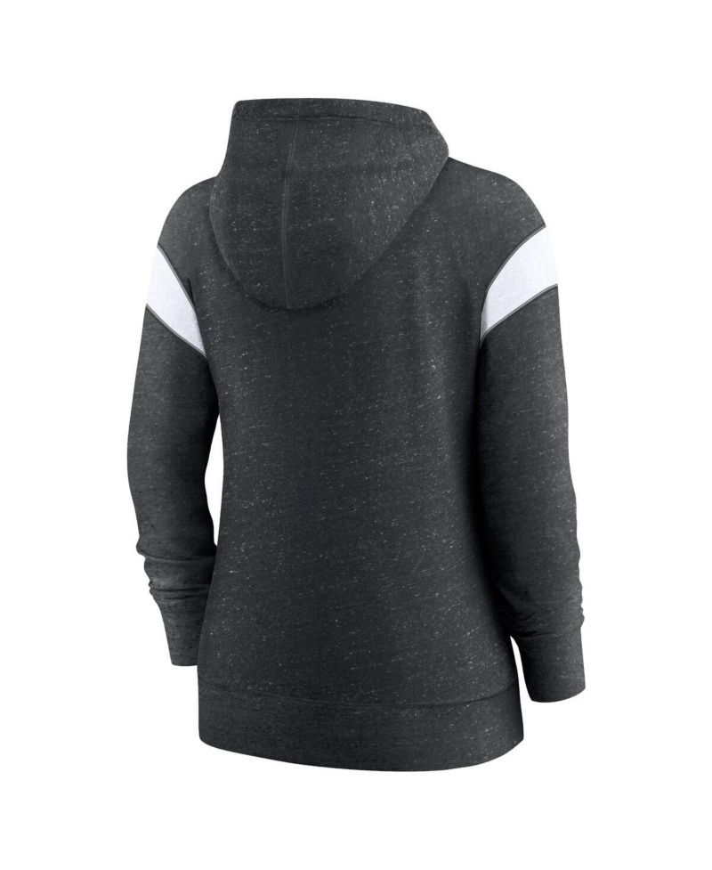 Women's Heathered Black, White New Orleans Saints Plus Size Monaco Full-Zip Hoodie