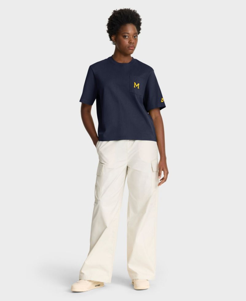 Women's Michigan Wolverines Legacy Pocket Boxy T-Shirt
