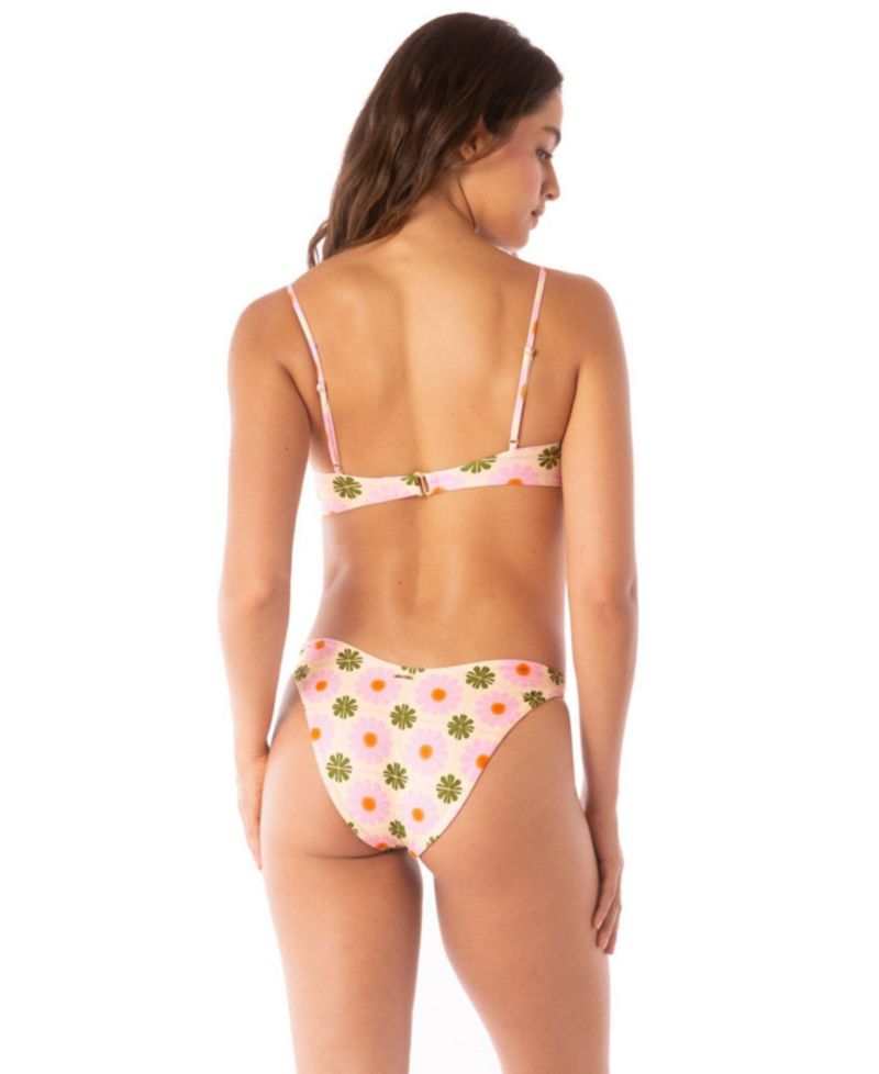 Women's Pastel Flourish Scape Athletic Reversible Bikini Top
