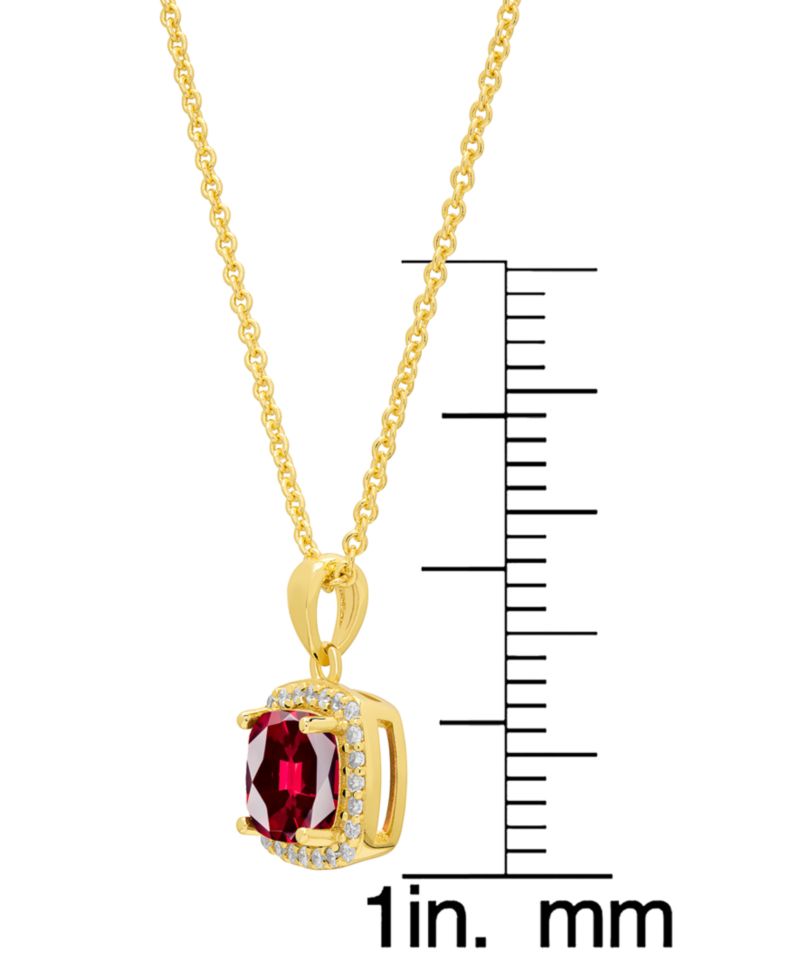Cushion Simulated Gemstone Halo Pendant Necklace with Matching Stud Earrings 2-Piece Set