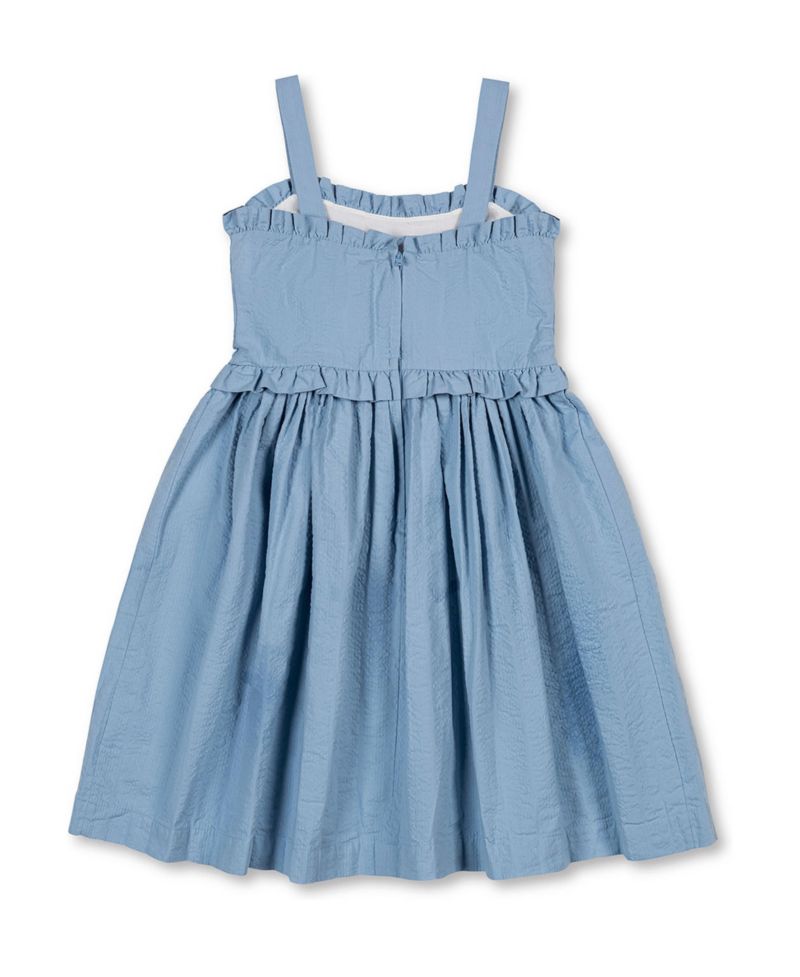 Little Girls Hope and Henry Organic Ruffle Edge Seersucker Apron Dress