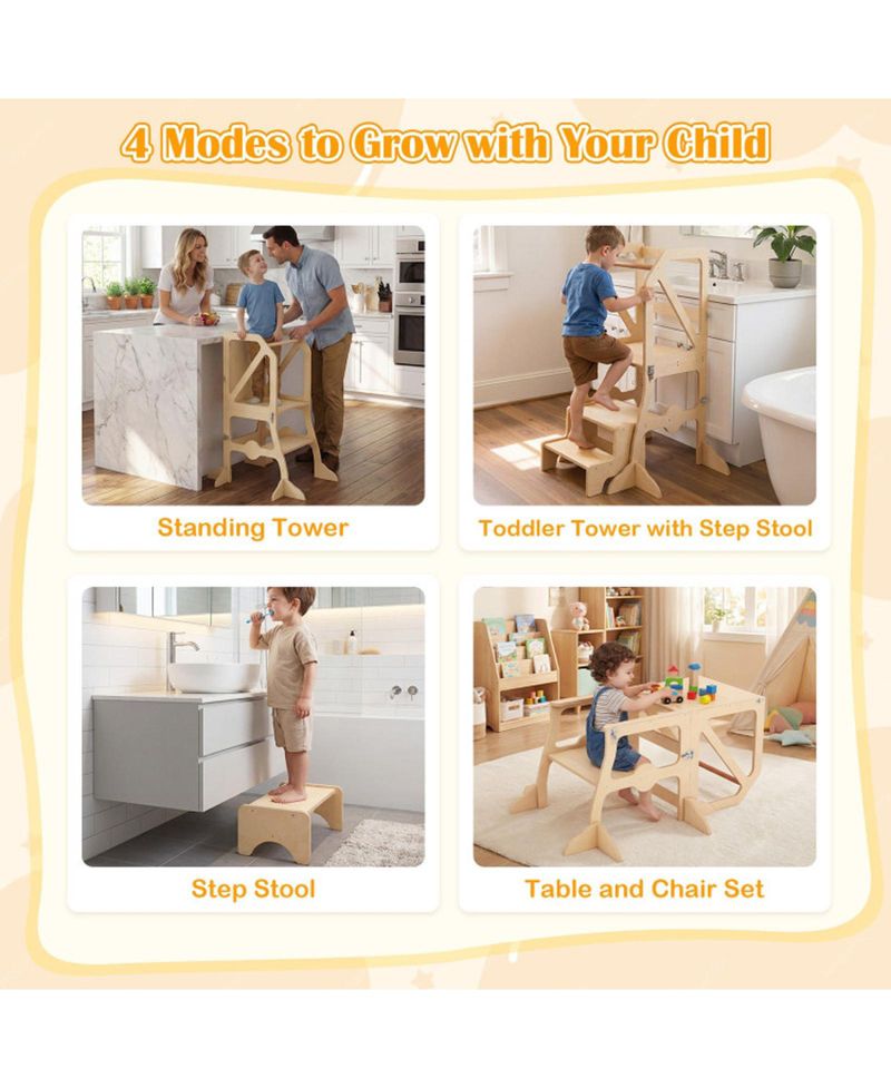 4-in-1 Removable Safety Bar Kids' Step Stool