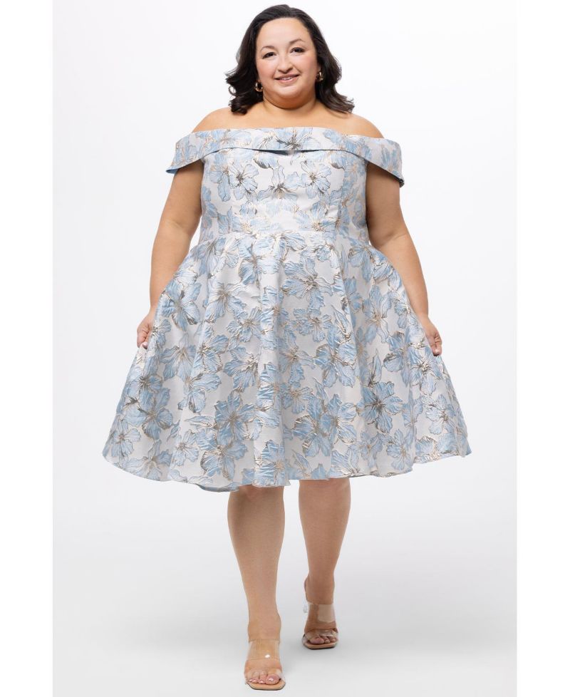 Women's Off-The-Shoulder Brocaade Party Dress