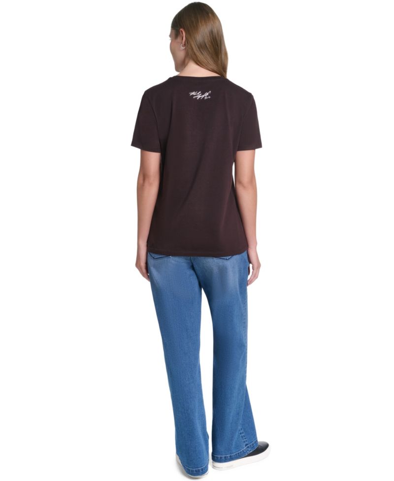 Women's Sparkle Embellished Logo Graphic Crewneck T-Shirt