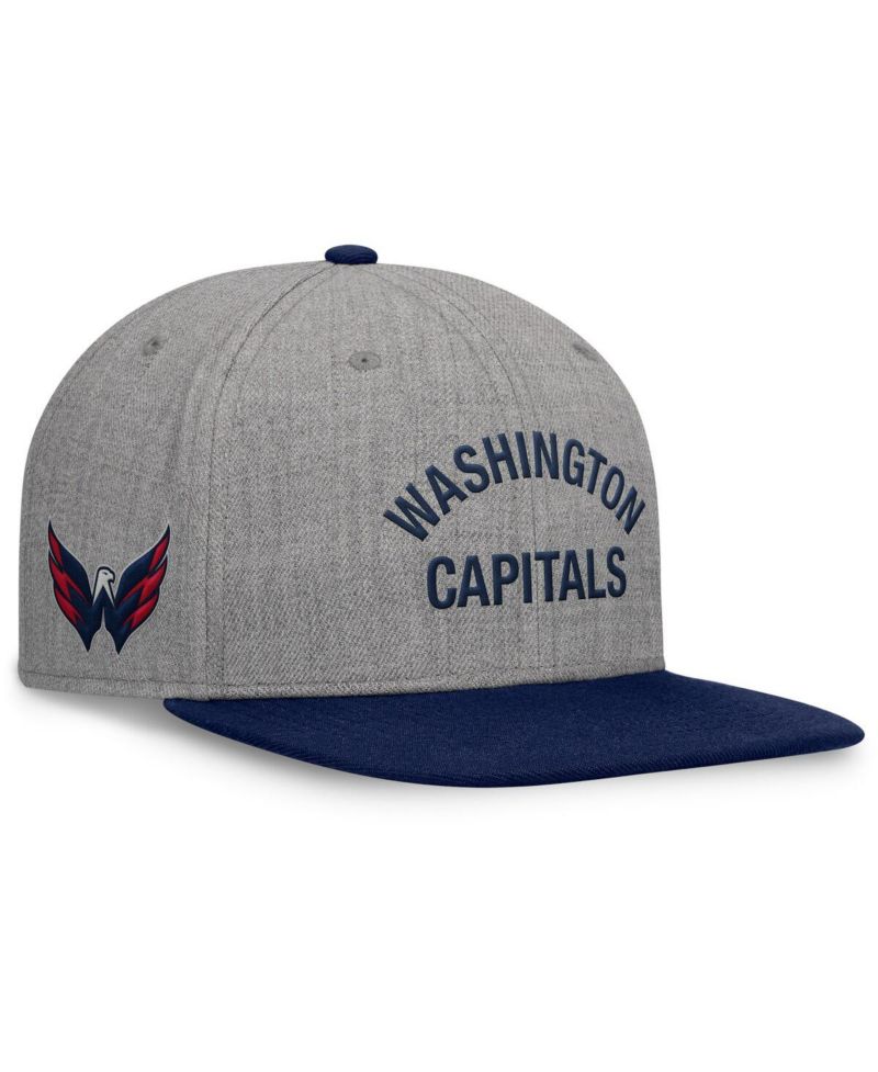 Men's Heather Gray Washington Capitals Elements Flat Brim Leather Strap back Hat
