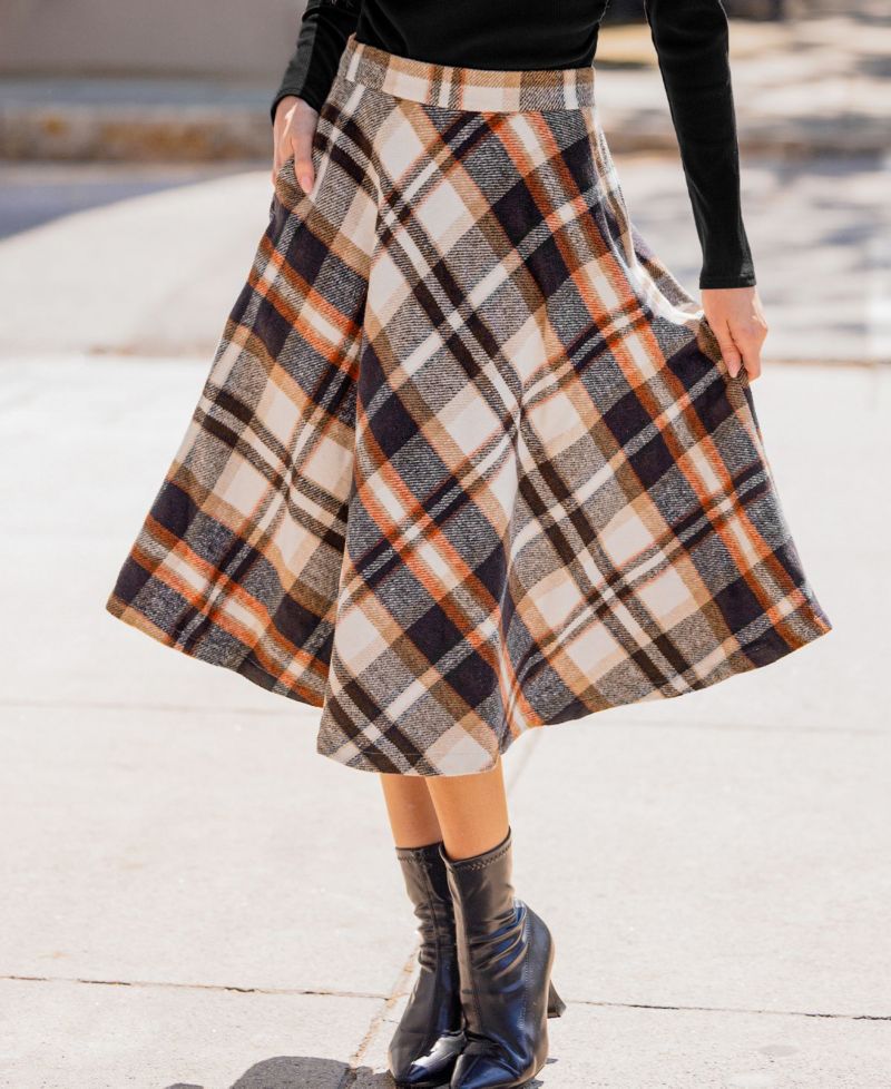 Women's Primrose Plaid Midi Skirt