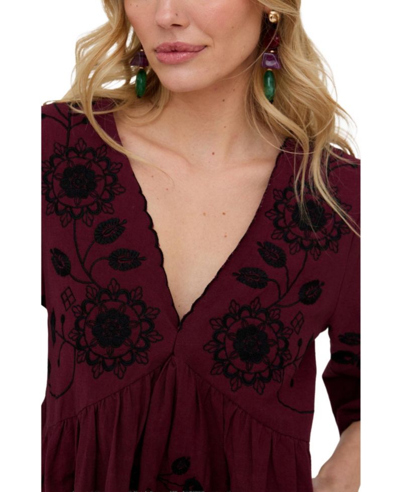 Women's Arabella V- Neck Embroidered Mini Dress