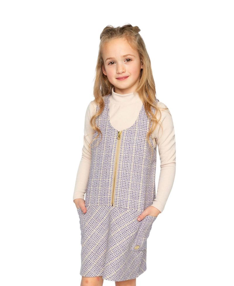 Little and Big Girl 6-14 Brushed Rib Mock Neck Top