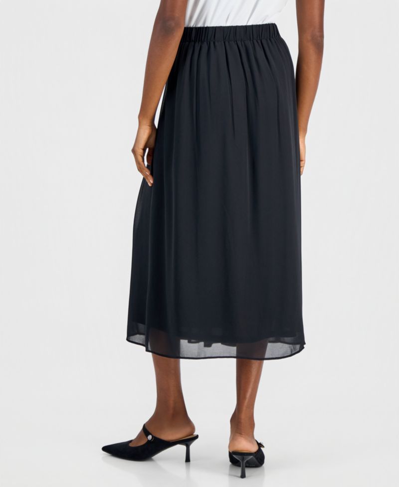 Women's Pull-On Pleat-Front Midi Skirt