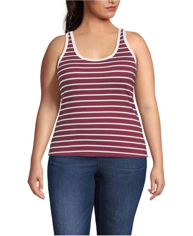 Plus Size Pointelle Rib UNeck Tank