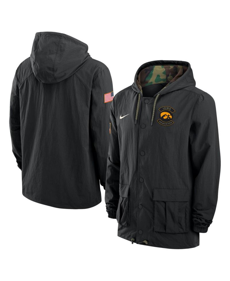 Men's Black Iowa Hawkeyes 2025 NCAA Military Appreciation Full-Snap Jacket