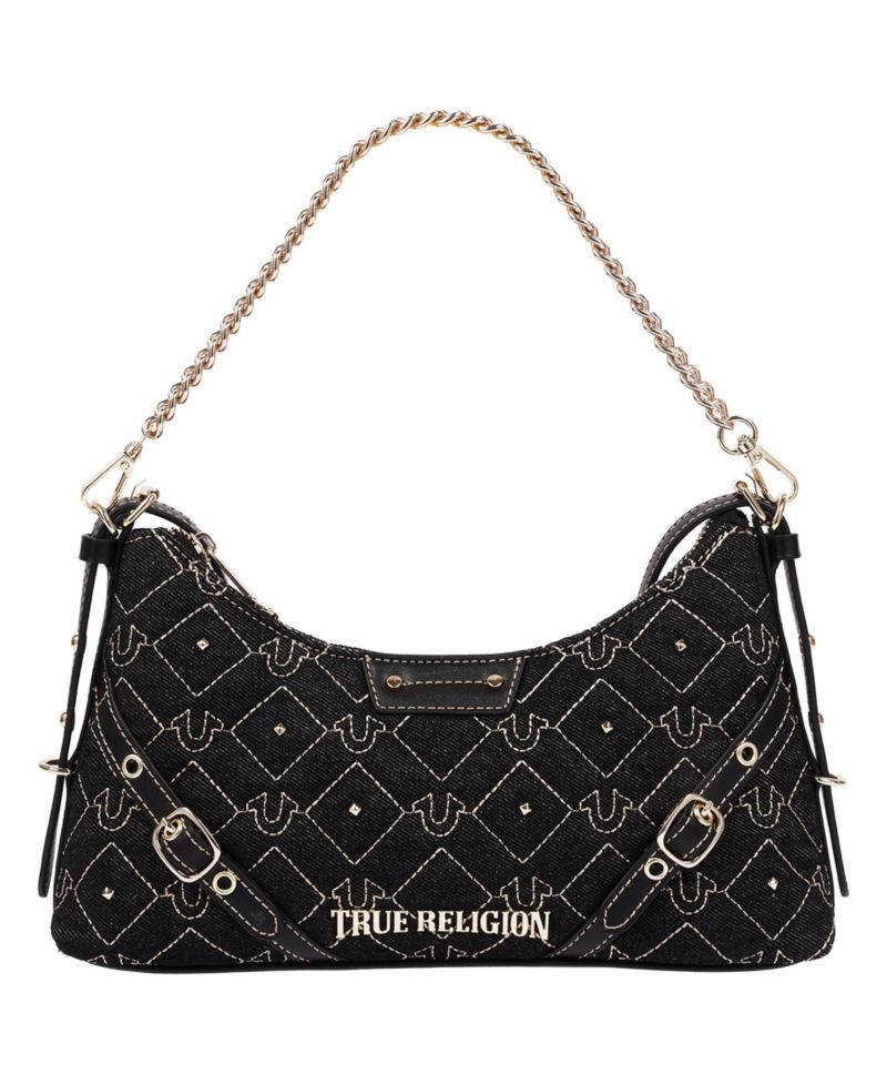 Women's Studded Denim Chain Shoulder Bag