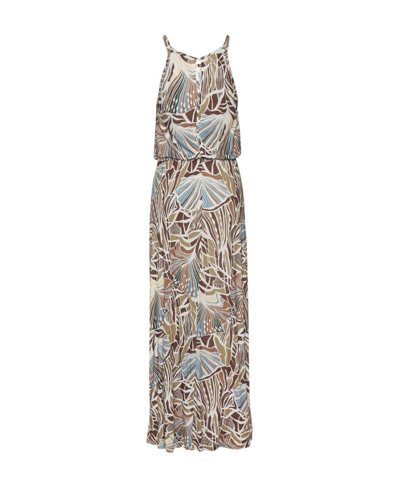 Women's Viscose Printed A-Line Elastic-Waist Maxi Dress