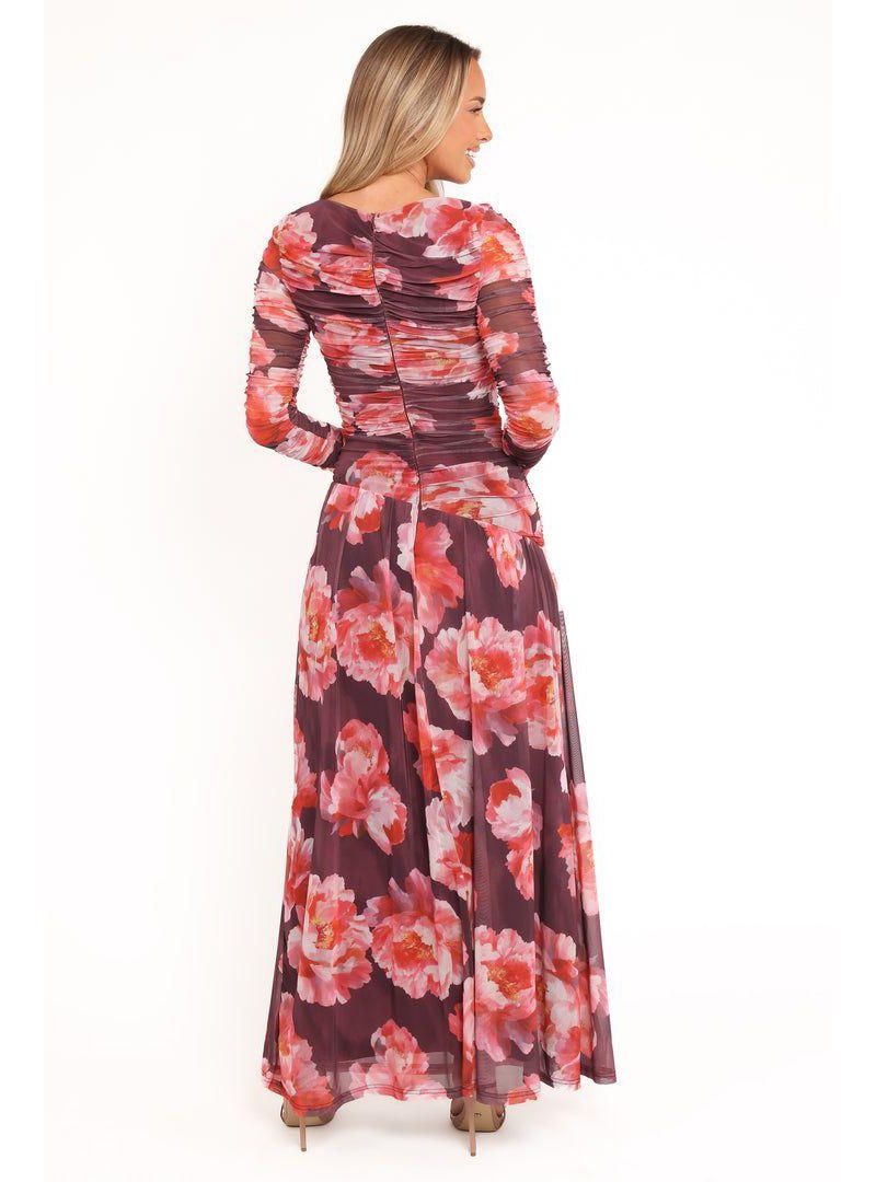 Women's Calypso Long Sleeve Maxi Dress - Burgundy Peony