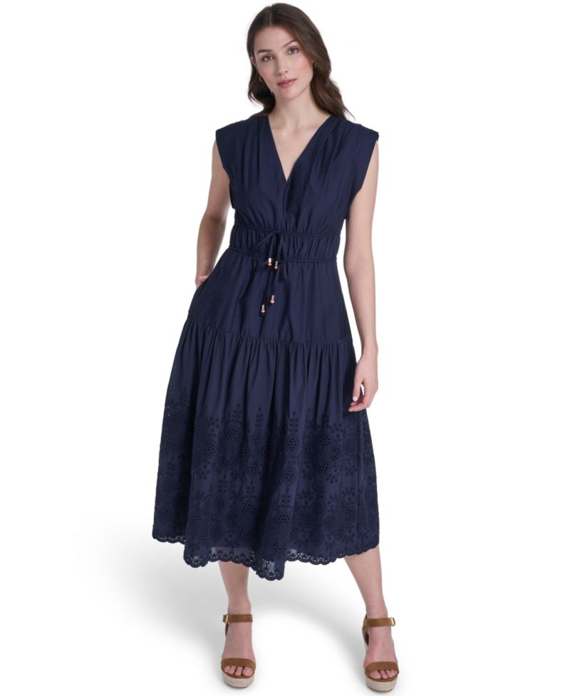 Petite V-Neck Sleeveless Midi Dress