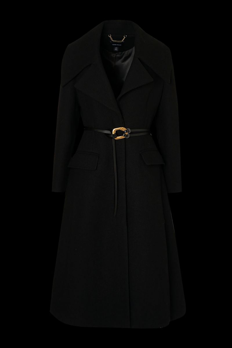 Women's Wool Shawl Collar Belted Midi Coat