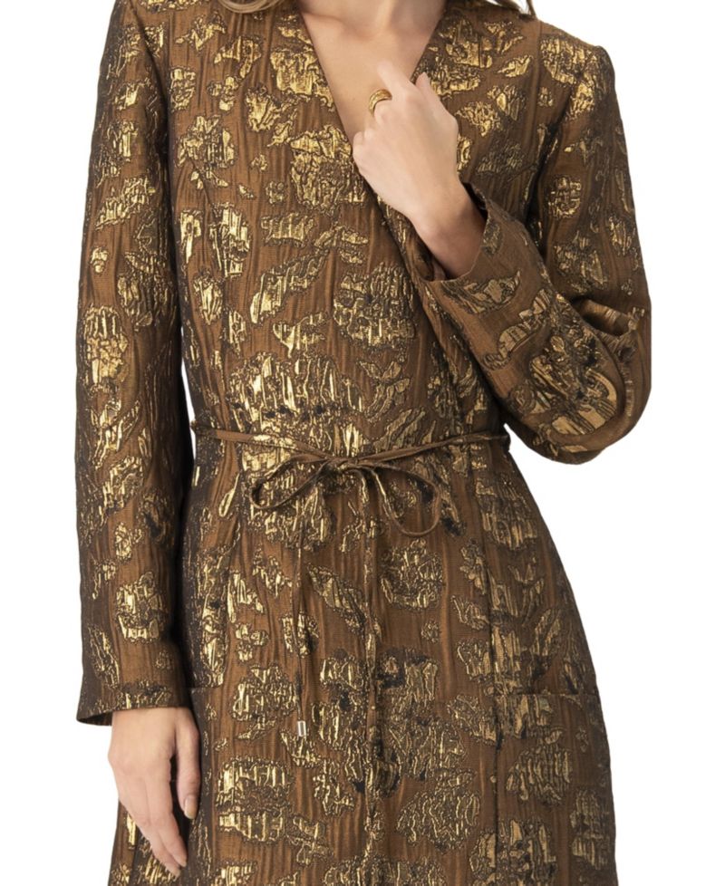 Women's Jacquard Short Crossed V-Neck Dress with Pockets