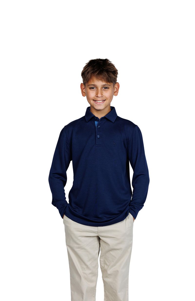 Big Boys Solid Modal Long Sleeve Polo Shirts
