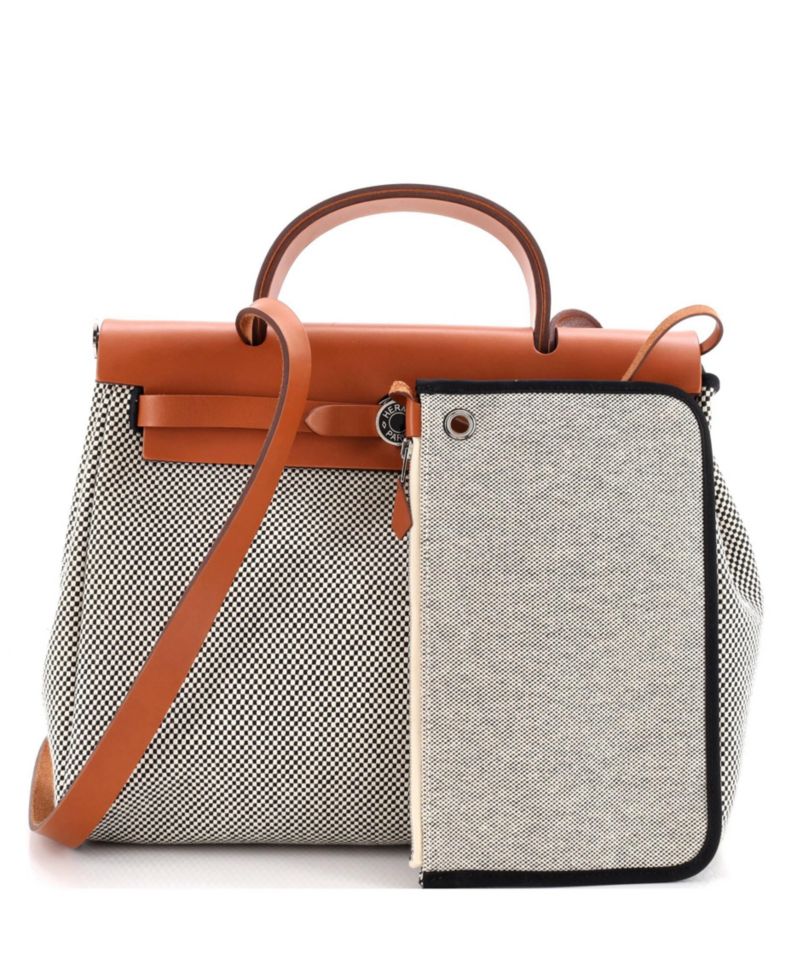 Pre-Owned HERMES Pre-Owned Hermes 31 Herbag Zip Criss Viking Toile and Leather