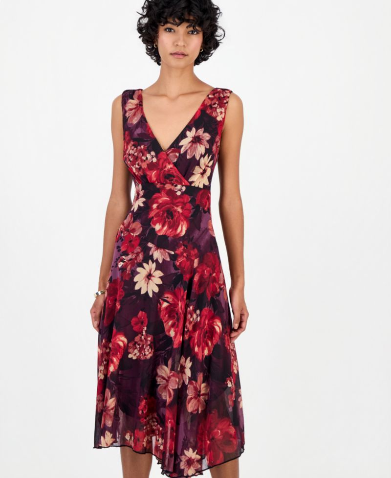 Petite Floral Asymmetrical Dress