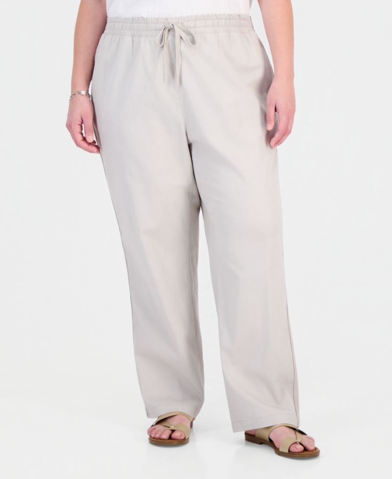Plus Size Straight-Leg Pull-On Pants