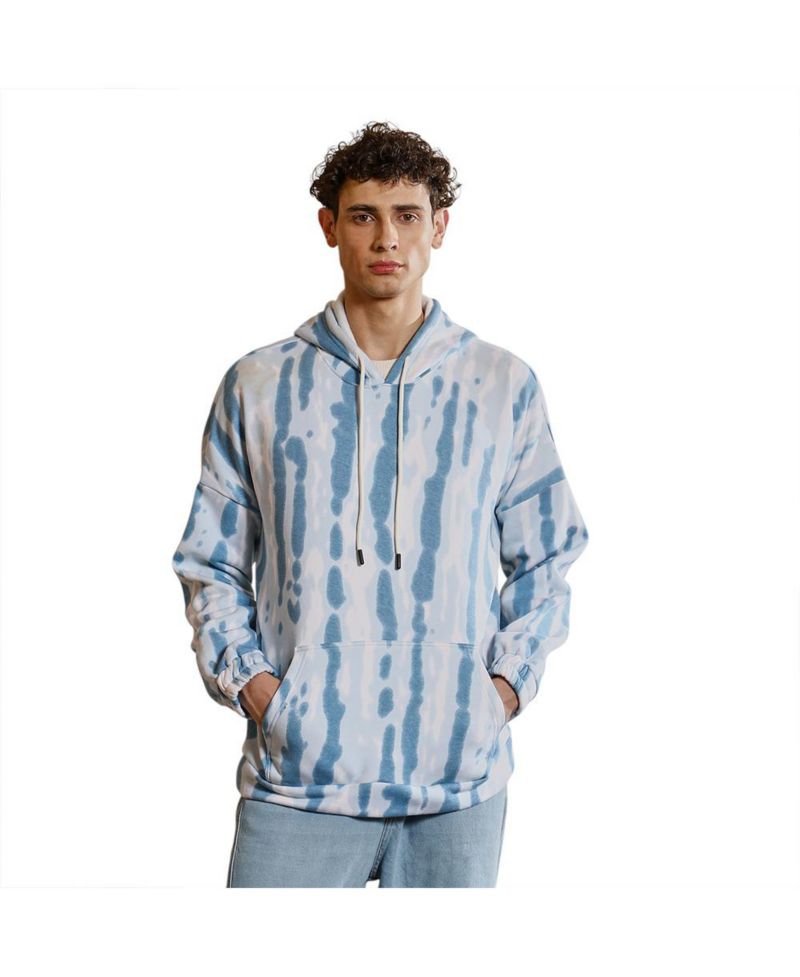 Men's Sky Blue Dye-Drip Pullover Hoodie