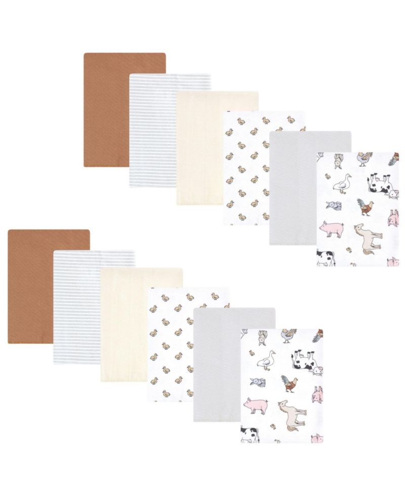 Unisex 12-Count Flannel Burp Cloths (Cotton/Poly Blend)