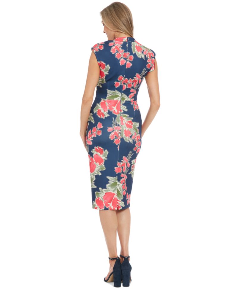 Petite Floral-Print Ruched Sheath Dress