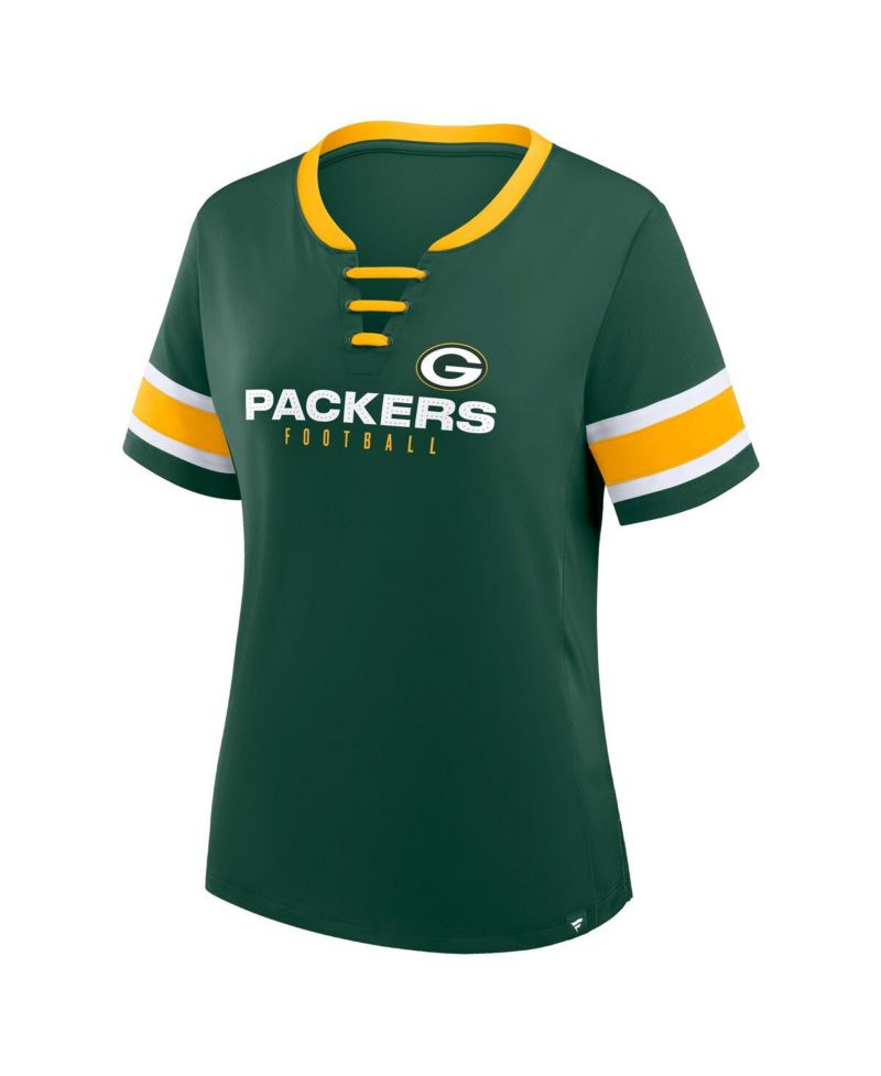 Women's Green Bay Packers Redzone Draw Play Athena Lace-Up T-Shirt