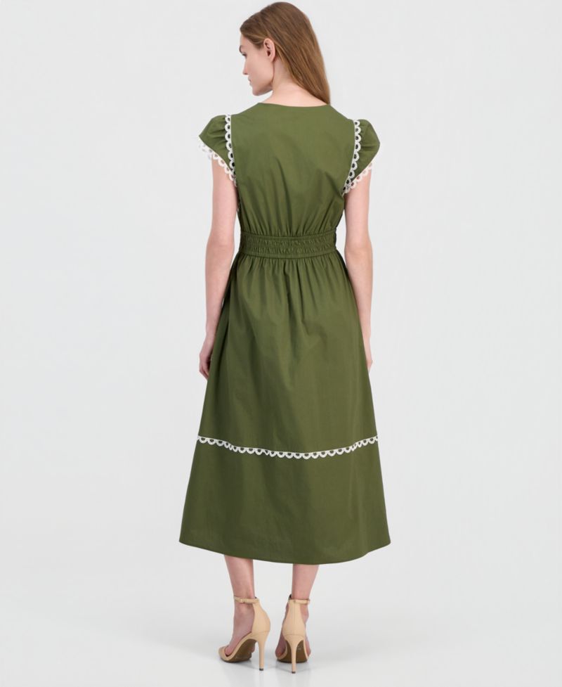 Women's Cotton-Blend Poplin Midi Dress