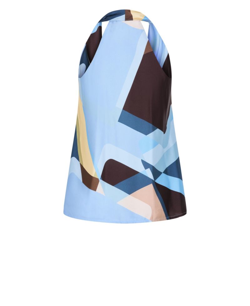 Plus Size Chloe Abstract Print Cowl Neck Top