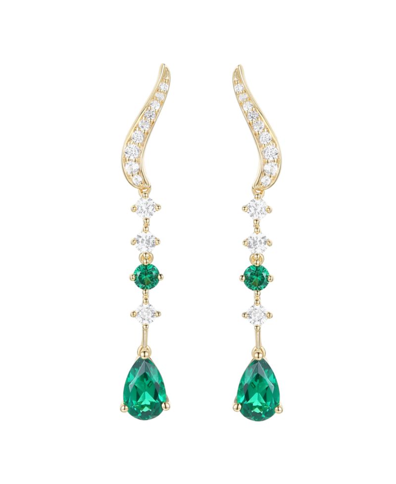 Lab-Grown Ruby (1/6 ct. t.w.) & White Sapphire (1/2 ct. t.w.) Earring in 14k Gold Over Sterling Silver (also in Emerald & Sapphire)
