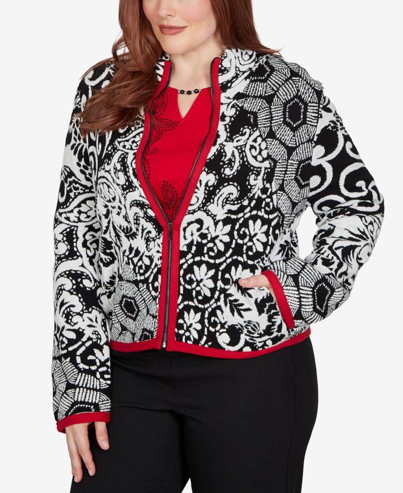 Petite Funnel Neck Long-Sleeve Acrylic-Blend Jacket
