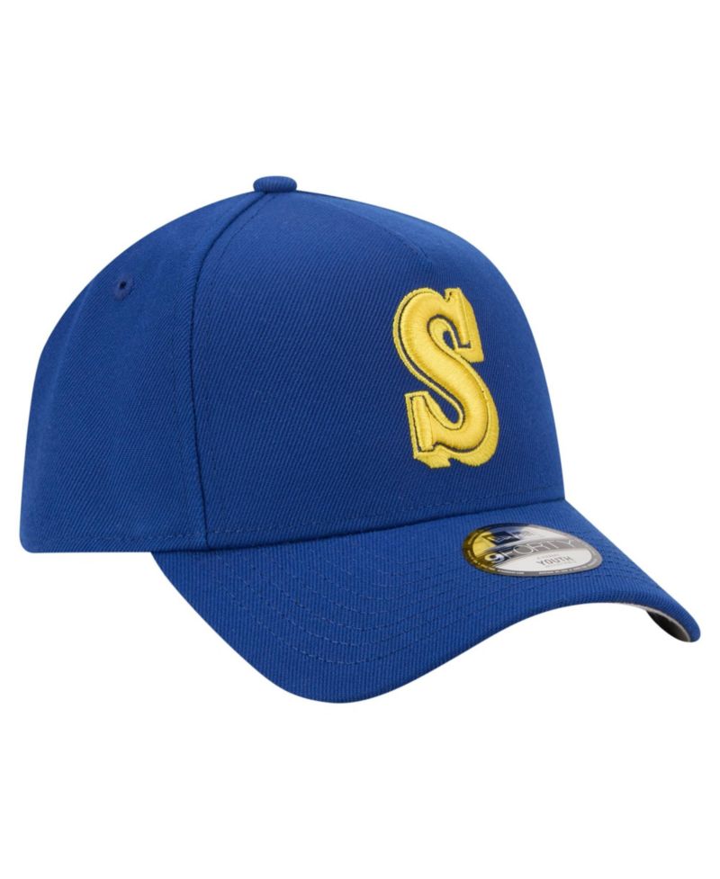 Big Boys and Girls Royal Seattle Mariners Cooperstown Logo 9FORTY A-Frame Adjustable Hat