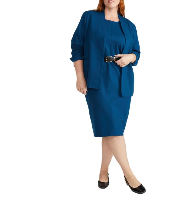 Plus Size Lennox Collarless Ponte Blazer