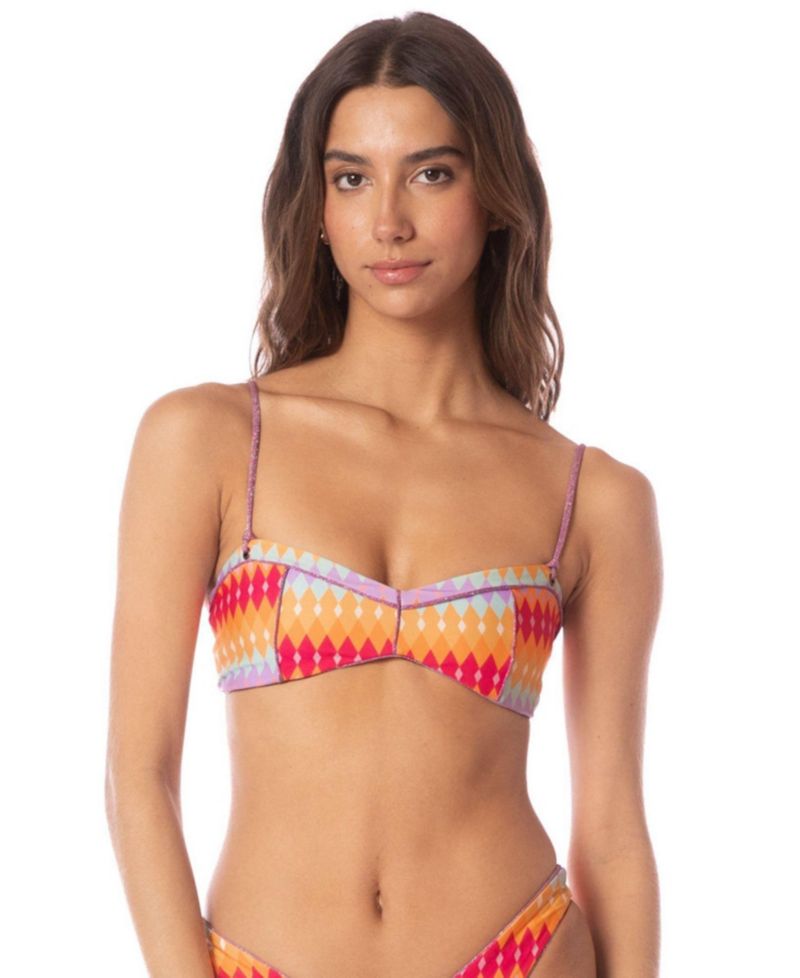 Women's Classic Bralette Reversible Geometric-Print Bikini Top